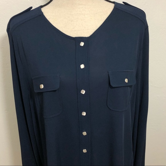 Worthington Blue Silk Button Up - Picture 2 of 6